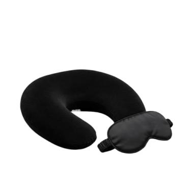 Imagem de Almofada de Pescoço para Viagem Almofada Descanso de Cabeça Almofada Cervical+mascara(Preto)