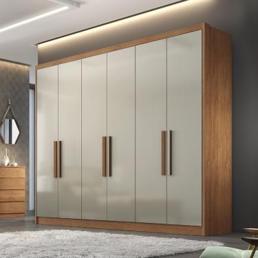 Imagem de Guarda Roupa Casal em MDF 6 Portas Linea Novo Horizonte - Cumaru 25/Fendi Fosco