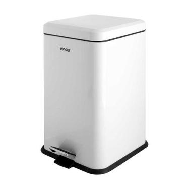 Imagem de Lixeira retangular 20 litros inox branca vonder