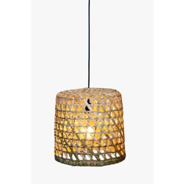 Imagem de Luminária Pendente Lustre Palha de Taboa Rústico 1 Peça Com Fio Comple