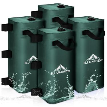 Imagem de ILLUMINEW Pacote Com 4 Bolsas De Peso Para Água, Conjunto De Pesos Para Barraca De Água Com 4 Pesos Para Pernas Para Gazebo, Toldo Pop-Up, Toldos, Barraca (Verde 25L)