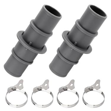 Imagem de Tinoaly 2 adaptadores de mangueira de piscina, conector adaptador de mangueira de vácuo de material ABS de 3,8 cm ou 3,5 cm com clipes de aço inoxidável para filtro de aspirador de pó de piscina
