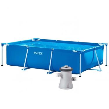 Imagem de Piscina Estrutural Retangular 3.834 Litros Pvc Armação + Bomba Filtrante 110v Intex