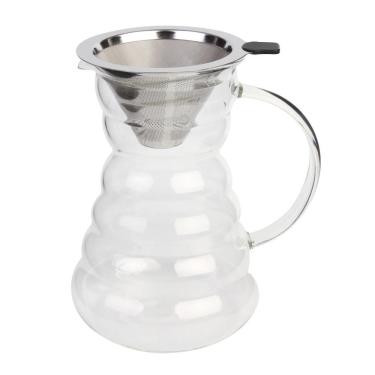 Imagem de Cafeteira Borossilicato Com Coador Aço Inox 2 Peças 1l - Acasa