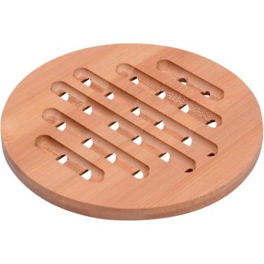 Imagem de Descanso Apoio De Panela Redondo Em Bambu 15x15cm