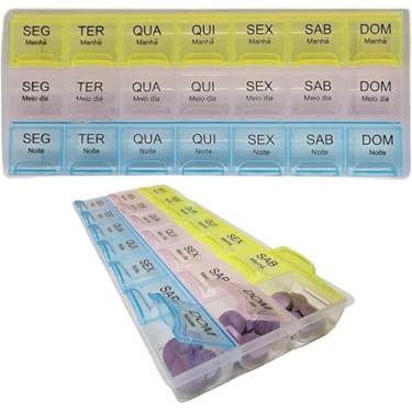 Imagem de Porta Comprimido Estojo Organizador Semanal Caixa De Comprimidos Vitaminas Medicamentos Remédios e Cápsulas 3x Manhã Tarde E Noite