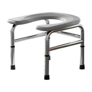 Imagem de Kokiya Assento sanitário para idosos, cadeira de cócoras, antiderrapante, espessada, com altura ajustável, assento sanitário para adultos, Cinza