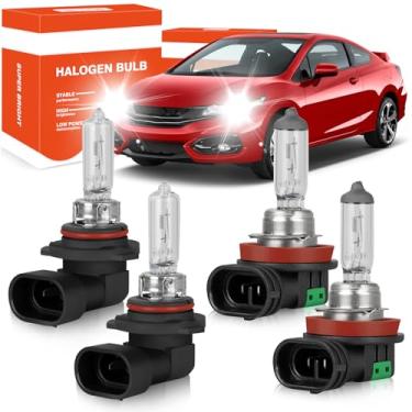 Imagem de OQSNCV Adequado Para Honda Civic (2014-2015 Coupé), (2016-2022) Lâmpadas De Farol Halógenas, Kit Reposição Alto 9005 + Baixo H11, Pacote Com 4