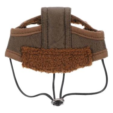 Imagem de Chapéu de cachorro chapéu de cachorro de estimação, fantasia de inverno de cachorro de couro PU chapéu de piloto maquiagem criativa boné decoração chapéu para cachorro animal marrom escuro