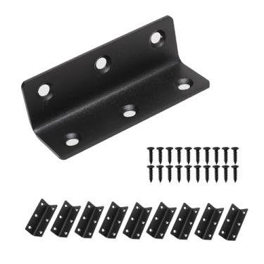 Imagem de Redunest Suporte Em L, Suporte De Canto Para Serviços Pesados, Pacote Com 10 Suportes De Prateleira De Metal De 3,2 Pol. Suporte De Ângulo Para Prateleiras, Suportes De Metal Preto Para Madeira, Compr