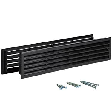 Imagem de INTERNAL VENTS Ventilação de porta para portas interiores de 41 cm x 7,62 cm – grades de porta de dois lados | para banheiro, armário | Grade de saída de ar de plástico | Dimensões externas 44 cm x 9 cm para abertura de 41 cm x 7,62 cm (preta)