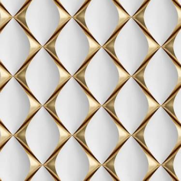 Imagem de Papel de Parede Decorativo Losango Dourado 3D Adesivo Autocolante 10 metros = 2 Rolos de 5m X 45cm Sala Quarto