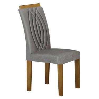Imagem de Cadeira Para Mesa De Jantar Doha Mdf Freijó Linho Cinza - Leifer Móveis