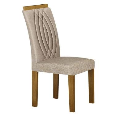 Imagem de Cadeira Para Mesa De Jantar Doha Mdf Freijó Linho Palha - Leifer Móveis