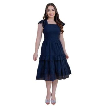 Imagem de Vestido Longuete Lese Estampado Godê Acenturado Mangas Curta - KOPYTTA