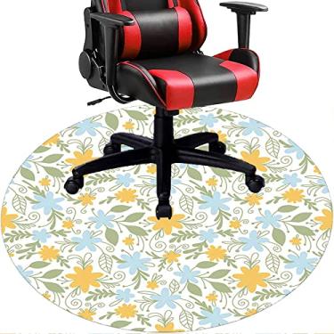 Imagem de Tapete de cadeira de escritório com flores, textura de flor, tapete de cadeira de mesa para piso de madeira de escritório em casa, protetor de piso de pilha baixa, redondo de 91 cm