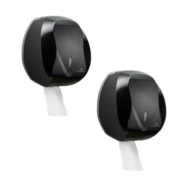 Imagem de Kit 2 Dispenser Papel Higiênico Rolão 300m 500m Controle Economia Resistência Segurança Banheiros Shopping Academia Clínica Depósito Comércio Mercado (2, Preto)