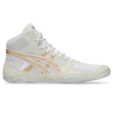 Imagem de ASICS Tênis de luta livre masculino Snapdown 4, Branco/Ouro puro, 41