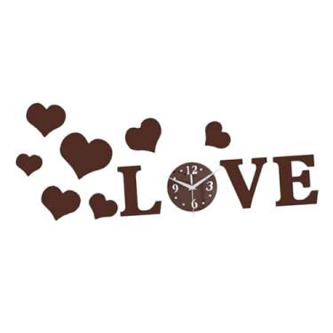 Imagem de WeiLaiKeQi Relógio de parede com adesivo de coração, decalque de relógio de parede, ornamento resistente com efeito de espelho, decoração moderna e silenciosa, CafÉ