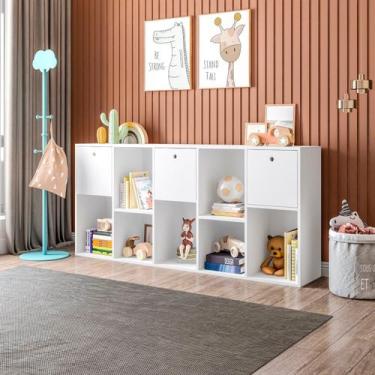 Imagem de Estante Multiuso Quarto Infantil com 3 Caixas e 7 Nichos 159x74cm Maia