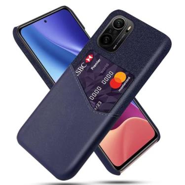 Imagem de Capa para Xiaomi Redmi K40,Tela e tampa de couro PU,Antideslizante,360°cobertura completa à prova de choque com 1 slot de cartão atrás,Prevenção de queda-Blue