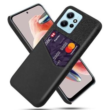 Imagem de Capa para Xiaomi Redmi Note 12 4G,Tela e tampa de couro PU,Antideslizante,360°cobertura completa à prova de choque com 1 slot de cartão atrás,Prevenção de queda-Black