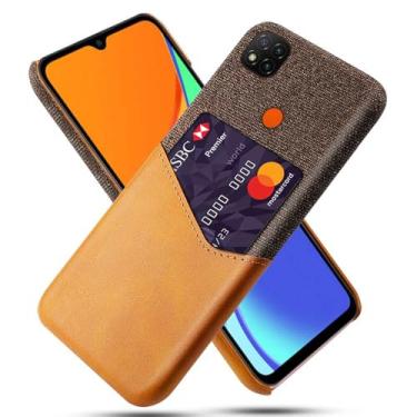 Imagem de Capa para Xiaomi Redmi POCO C3,Tela e tampa de couro PU,Antideslizante,360°cobertura completa à prova de choque com 1 slot de cartão atrás,Prevenção de queda-Brown