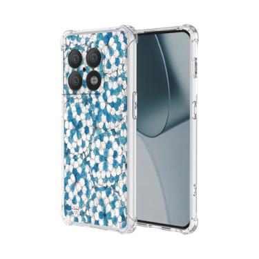 Imagem de JDYGWK Capa para Oneplus 10 Pro 5G, estampa floral transparente, silicone TPU macio, fina, à prova de choque, capa protetora antiarranhões para Oneplus 10 Pro 5G, azul branco floral