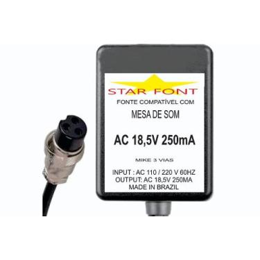 Imagem de Fonte AC 18,5V 0.25A Para Mixer Mackie Plug MIKE - Starfont