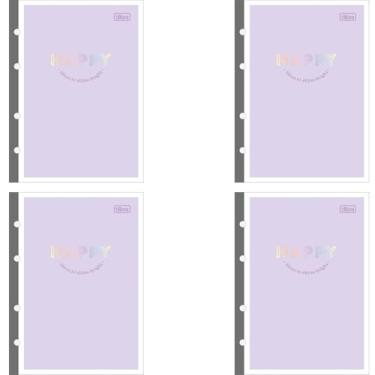 Imagem de Kit Com 4 Bloco Refil Tiliflex Colegial Happy, 17x24, Pautado, Para Caderno Fichário Argolado Cartonado, Tilibra
