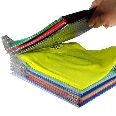 Imagem de Kit com 10 Organizadores de Camiseta Roupas Camisas – Divisórias para Gavetas, Plástico Leve, Prático, Empilhável, Organizador de Roupas