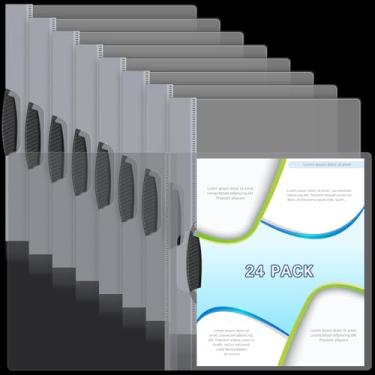 Imagem de Teling 24 capas de relatório transparentes com clipe de plástico para apresentação, pastas de apresentação, fichário de papel para sala de aula, arquivos de negócios, documentos, escritório, 24 x 29