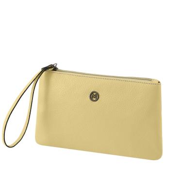 Imagem de Bolsa Carteira Clutch Feminina de Couro Bovino Legítimo c/Fechamento em Zíper Mariart Cambará (Manteiga)