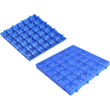 Imagem de Almofada De Mercadorias De Armazenamento De Paletes Encaixáveis De Plástico, Paletes De Plástico Para Armazenamento No Porão, Intertravamento Palmani Leve, Paletes, 3pcs, 24x24x2in