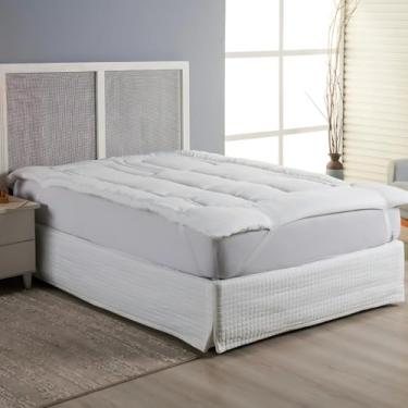 Imagem de Pillow Top Casal 400 Fios Fibra Siliconada Protetor de Colchão 01 Peça Branco