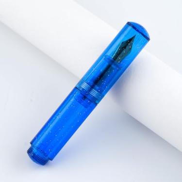Imagem de erofa Majohn Wancai mini caneta-tinteiro com ponta fina, resina azul fluorescente transparente, tamanho de bolso, para viagem, curta
