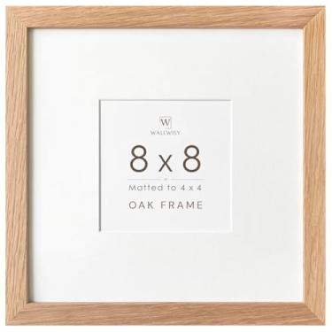 Imagem de Moldura de 20 x 20 cm, moldura de madeira de carvalho maciça, 20 x 20 cm, com tapete para 10 x 10 (tamanho de abertura), molduras de carvalho natural 20 x 20 cm, para exibição de parede e mesa