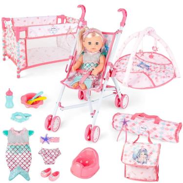 Imagem de Carrinho de bebê Baby Doll Strob Bed Nursery Role Play Set DeAO