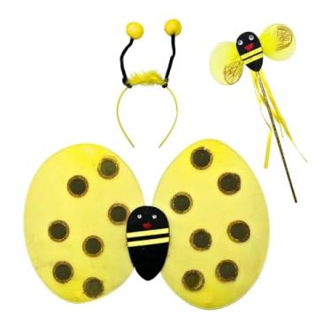 Imagem de Kit Asa Abelhinha Tiara e Varinha Fantasia Infantil Amarela