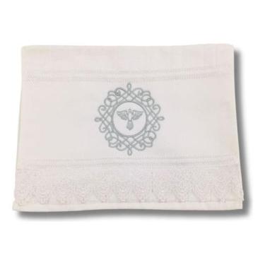 Imagem de Toalha de lavabo  Bordada Espírito Santo Branco/Prata - DaniBordados, 