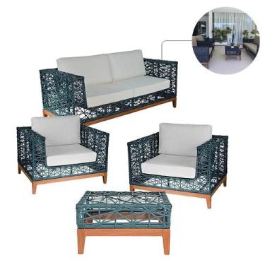 Imagem de Jogo Sofá Estrela Completo em Fibra Sintética e Alumínio Área Externa 