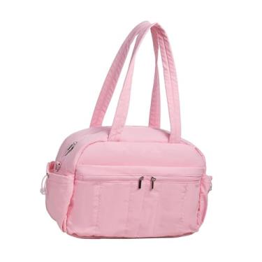 Imagem de Dynwave Bolsa esportiva feminina, bolsa de ginástica, grande capacidade, compartimento para sapatos, elegante, de viagem para treino e fitness, Rosa