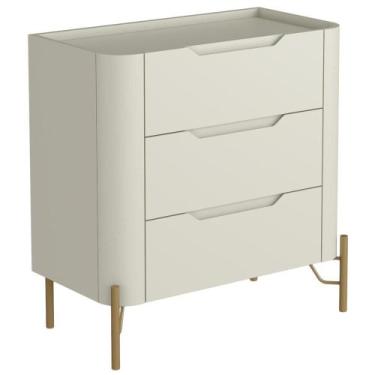 Imagem de Mesa De Cabeceira Orgânica 3 Gavetas Pés Industrial Dourado Bliss I03 