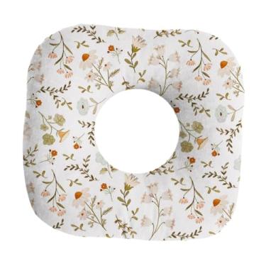 Imagem de Fenteer Travesseiro para piercing de orelha, moderno, lavável, portátil, protetor auricular, almofada para dormir lateral, para viagens, casa, relaxamento, Pequena Flor