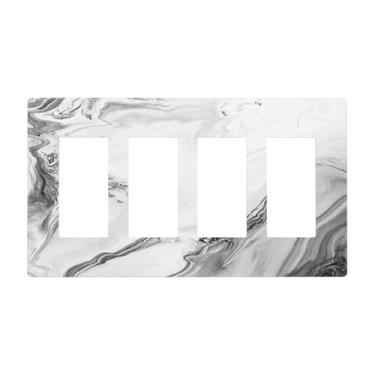 Imagem de Pintura de tinta marlbe branca cinza 4 Gang Quad Rocker/GFCI/Decorator Light Switch Placa decorativa elétrica placa decorativa sem parafusos