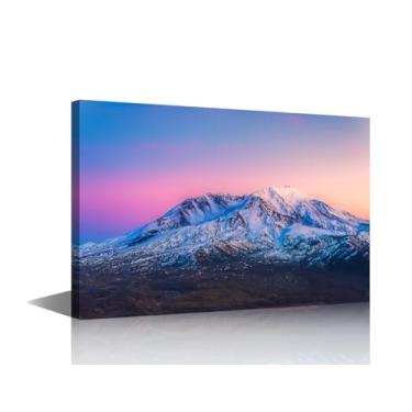 Imagem de TUMOVO Arte de parede de paisagem para quarto Mount St. Helens arte em tela decoração de parede horizonte fotos de parede modernas para sala de estar 1 painel pinturas de arte giclée emoldurado pronto