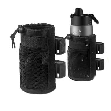 Imagem de LNtech Porta-Copos Para Bicicleta, Patinete E Cadeira De Rodas, Andador Garrafa Água, Carrinho Golfe Praia, Acessórios Universais Bebidas Com Bolso Rede Trava Cordão (1 Peça, Preto)