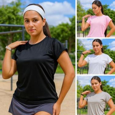 Imagem de Kit 3 Camiseta Baby Look Feminina Dry Fit Esportiva Uv - LaBela, Cores