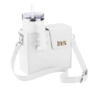 Imagem de Stanley Bolsa tiracolo tiracolo para uso ao ar livre, bolsa de armazenamento para copo de água, suporte portátil para garrafa de água para viagens, Branco, Mini