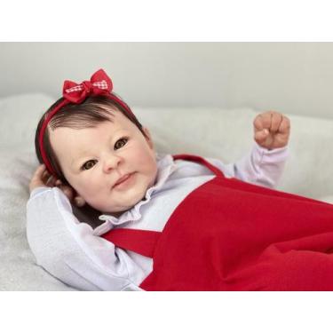 Imagem de Bebê Reborn Greta Menina Vinil Silicone Boneca Realista Olhos Castanho